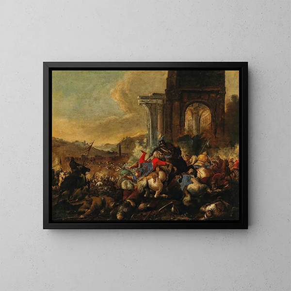 Il re Giovanni Sobieski di Polonia alla battaglia di Vienna - Johann Heinrich Roos — quadro incorniciato alla parete