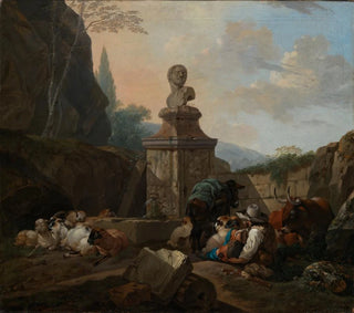 Johann Heinrich Roos - Ruhender Hirt und Herde an rmischem Brunnen.webp