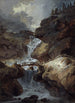 Cascade in una gola rocciosa in tempo di tempesta - Johann Heinrich West — vista dell’opera
