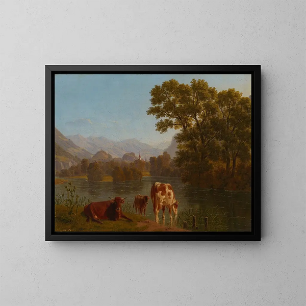 Paesaggio dell'Aare - Johann Jakob Biedermann — quadro incorniciato alla parete