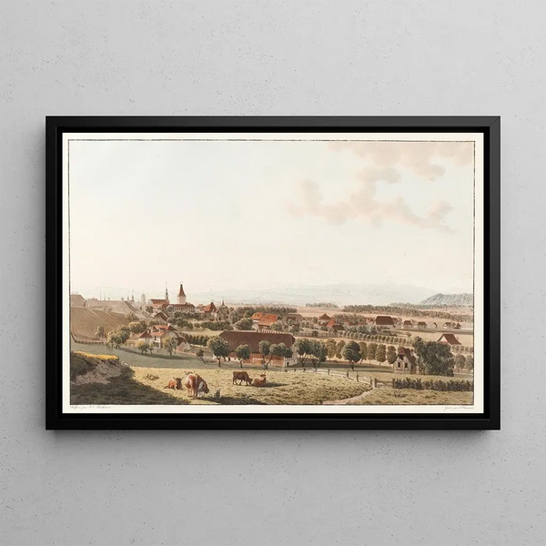Berna vista a nord-ovest - Johann Jakob Biedermann — quadro incorniciato alla parete