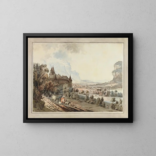 Vista del castello di Aigle - Johann Karl Müllner — quadro incorniciato alla parete