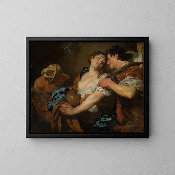 La Tentazione di Santa Maria Maddalena - Johann Liss — quadro incorniciato alla parete