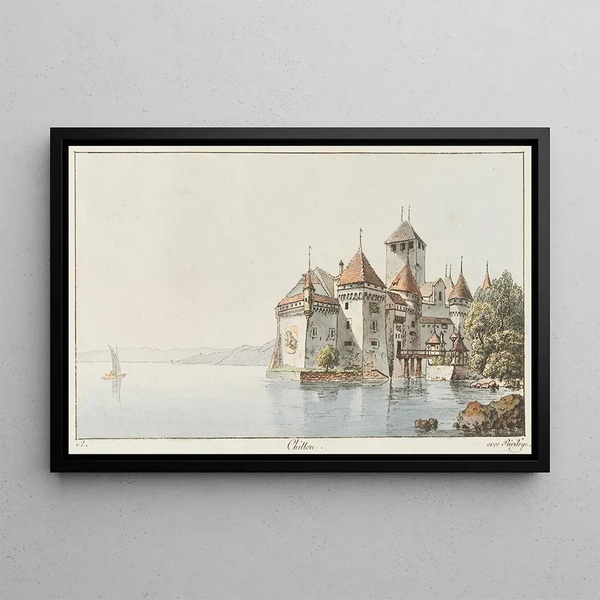 Chillon - Johann Ludwig Aberli — quadro incorniciato alla parete