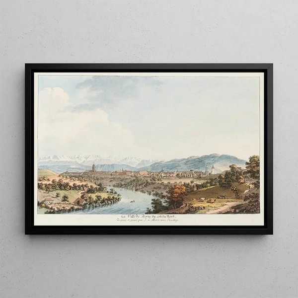 La città di Berna dal lato nord - Johann Ludwig Aberli — quadro incorniciato alla parete