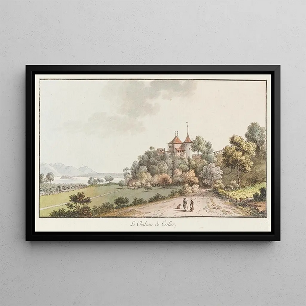 Le Château de Cerlier - Johann Ludwig Aberli — quadro incorniciato alla parete