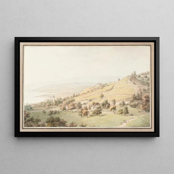 Vista di Losanna - Johann Ludwig Aberli — quadro incorniciato alla parete