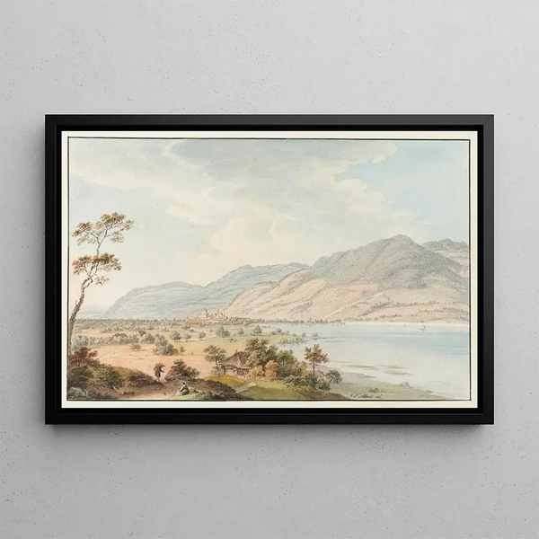 Vista di Thun da Gwatt - Johann Ludwig Aberli — quadro incorniciato alla parete