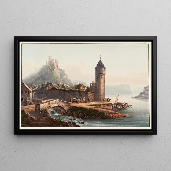 Johann Ludwig Bleuler - Vue de St Goarshausen et de la ruine de Katzenellenbogen.webp
