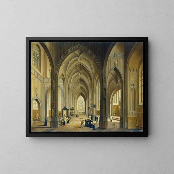 Interno di una chiesa gotica - Johann Ludwig Ernst Morgenstern — quadro incorniciato alla parete