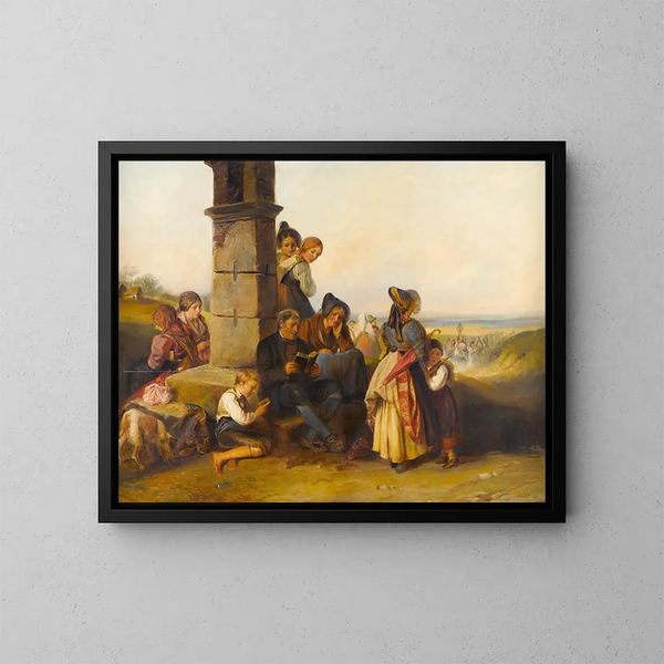Una processione del Corpus Christi - Johann Matthias Ranftl — quadro incorniciato alla parete