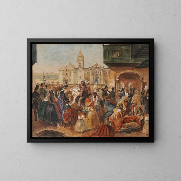 Studio per la piazza principale di Lima - Johann Moritz Rugendas — quadro incorniciato alla parete