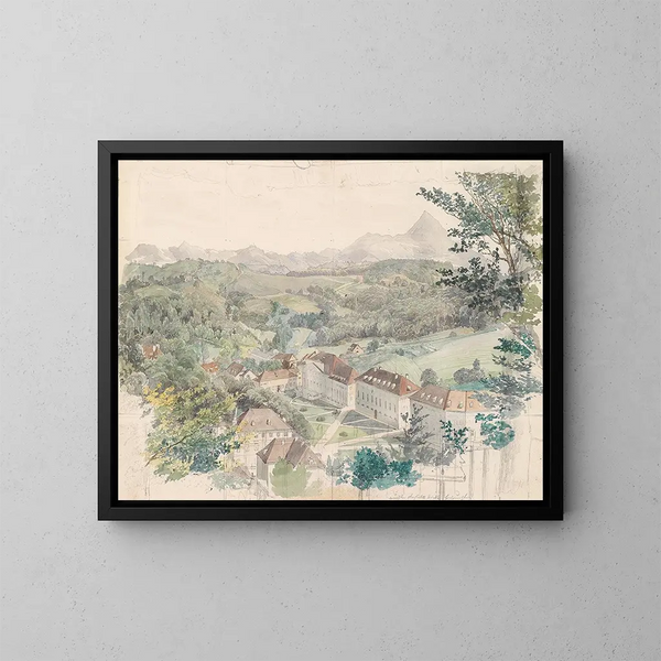 Vista sul Bad Rohitsch Sauerbrunn - Johann Nepomuk Passini — quadro incorniciato alla parete