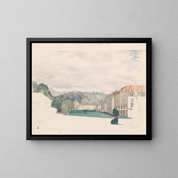 Kurplatz a Bad Rohitsch-Sauerbrunn - Johann Nepomuk Passini — quadro incorniciato alla parete