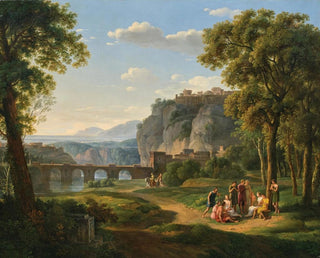 Johann Nepomuk Schdlberger - An Arcadian Landscape with a Bridge.webp