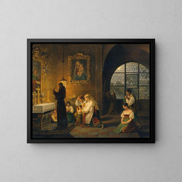 L'interno di una chiesa italiana - Johann Nepomuk Schadlberger — quadro incorniciato alla parete