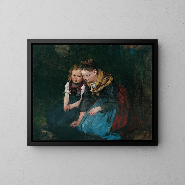 Madre e bambino - Johann Sperl — quadro incorniciato alla parete
