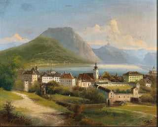 Johann Wilhelm Jankowsky - A View of Gmunden on Lake Traunsee.webp