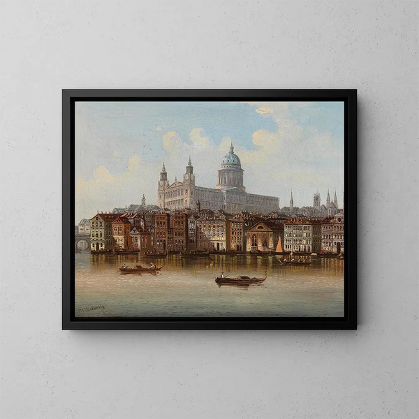 Caprice, vista della cattedrale di San Paolo, Londra - Johann Wilhelm Jankowsky — quadro incorniciato alla parete