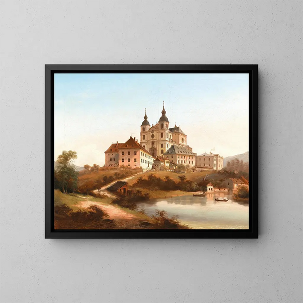 L'abbazia di pellegrinaggio di Sonntagberg in Bassa Austria - Johann Wilhelm Jankowsky — quadro incorniciato alla parete