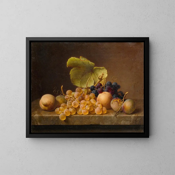 Nature morte con uva - Johann Wilhelm Preyer — quadro incorniciato alla parete