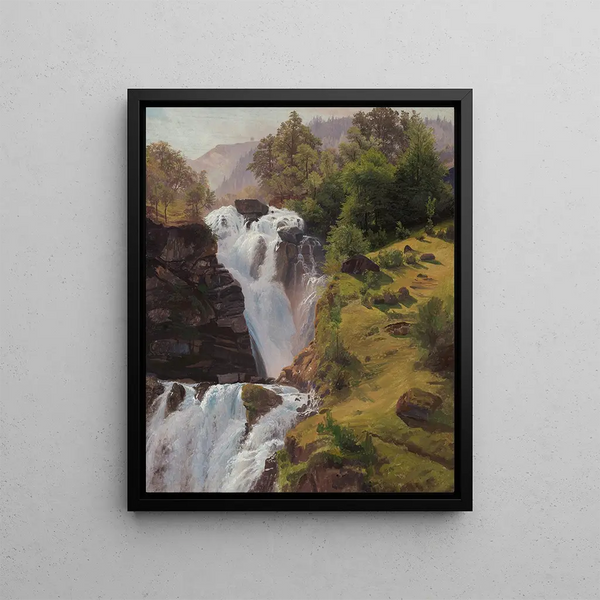 Le cascate del Reichenbach vicino a Meiringen - Johann Wilhelm Schirmer — quadro incorniciato alla parete