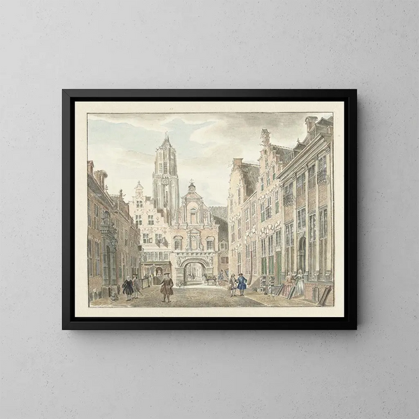 Rue Nieuwstraat a Utrecht con vista sulla Domtoren - Johanna de Bruyn — quadro incorniciato alla parete