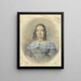 Donna in abito blu con colletto in pizzo - Johannes Hari — quadro incorniciato alla parete