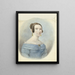 Donna in abito blu con orecchini in oro - Johannes Hari — quadro incorniciato alla parete