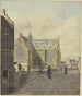 Chiesa vicino a un ponte, un mendicante zoppo vicino a una dama - Johannes Huibert Prins — vista dell’opera