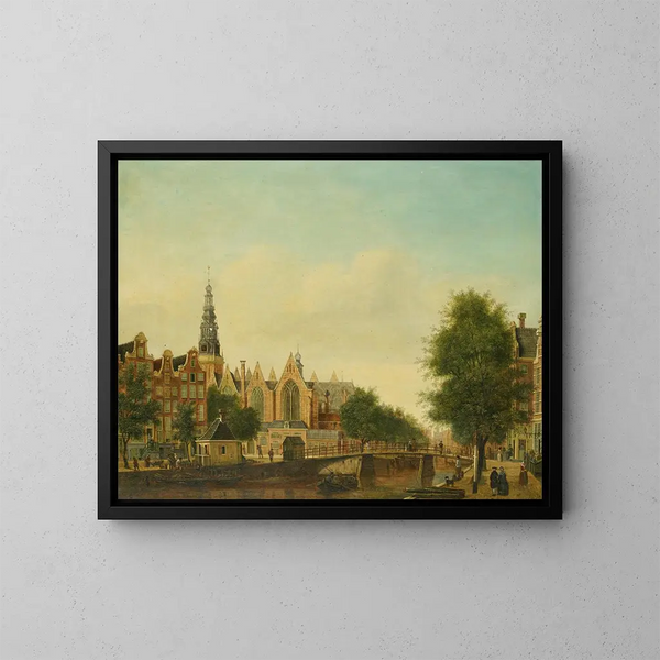 L'Oude Kerk visto da Oudezijds Voorburgwal - Johannes Huibert Prins — quadro incorniciato alla parete