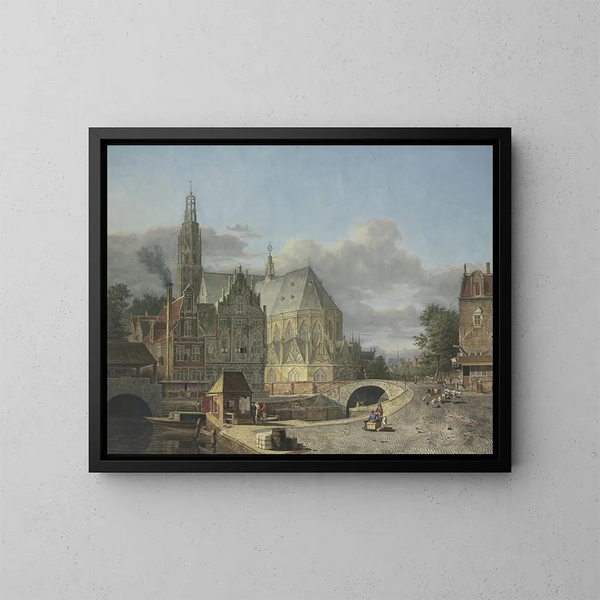 Vista di una città olandese - Johannes Huibert Prins — quadro incorniciato alla parete