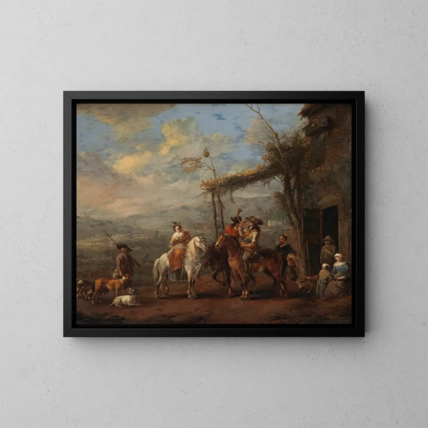 Una parte di caccia - Johannes Lingelbach — quadro incorniciato alla parete