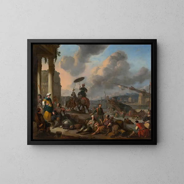 Port sur la Méditerranée - Johannes Lingelbach — quadro incorniciato alla parete