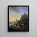 Rivière con bagno di zingari vicino a una città italiana - Johannes Lingelbach — quadro incorniciato alla parete