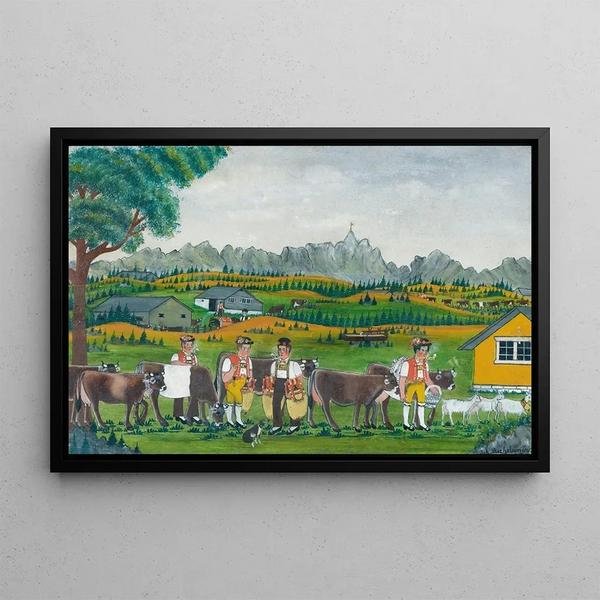 Arrivée all'alpeggio - Johannes Rechsteiner — quadro incorniciato alla parete