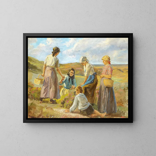 Donne tra le dune vicino a Skagen - Johannes Wilhjelm — quadro incorniciato alla parete