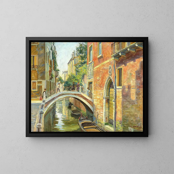 Canal veneziano - Johannes Wilhjelm — quadro incorniciato alla parete