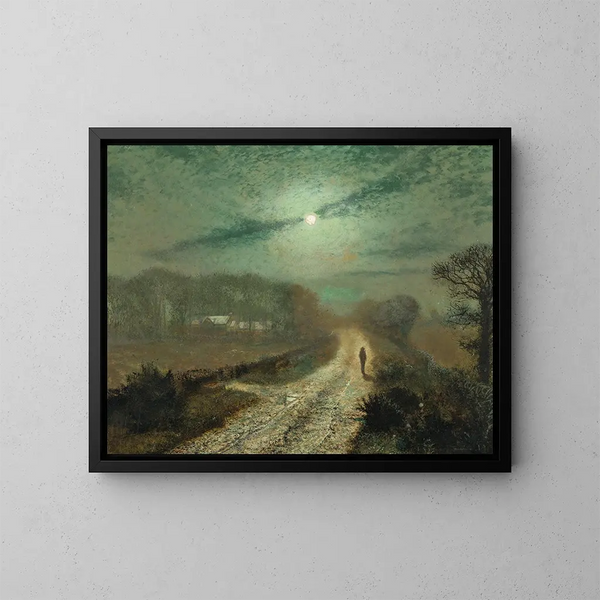 Un paesaggio al chiaro di luna - John Atkinson Grimshaw — quadro incorniciato alla parete