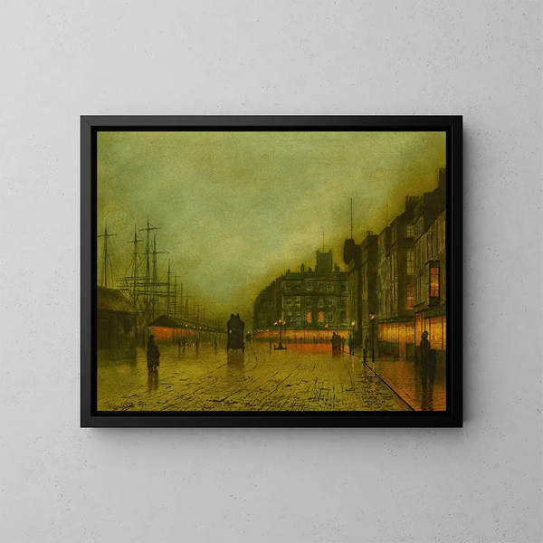 I moli di Liverpool - John Atkinson Grimshaw — quadro incorniciato alla parete