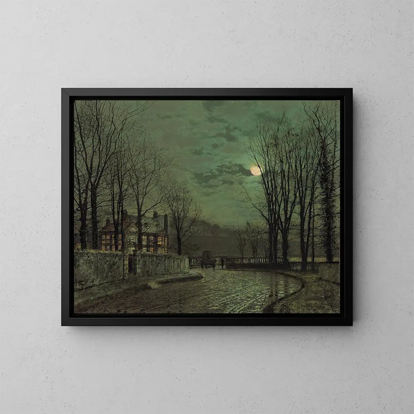 Luna di novembre - John Atkinson Grimshaw — quadro incorniciato alla parete