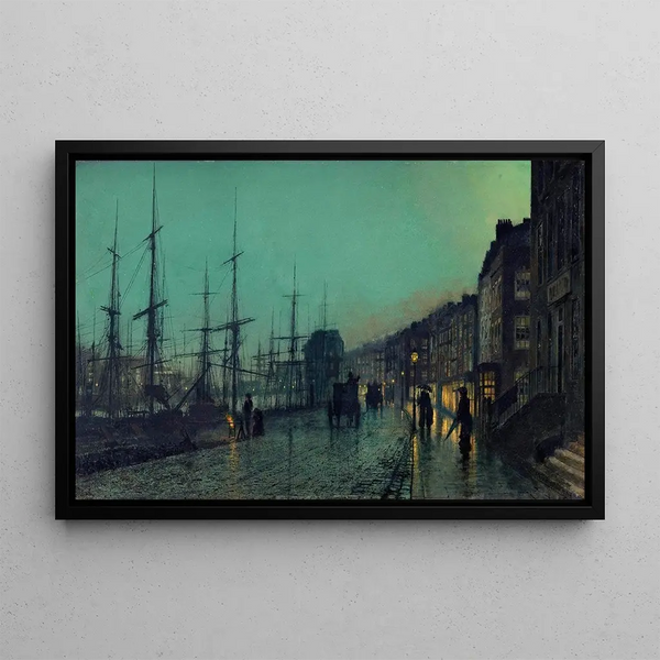 Navi sul Clyde - John Atkinson Grimshaw — quadro incorniciato alla parete