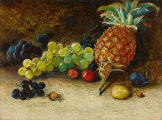 John Atkinson Grimshaw - Still life with a pineapple grapes nuts and plums.webp