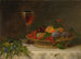 Nature morte con un cesto di frutta, un bicchiere di sherry e un mazzo di fiori - John Beigel — vista dell’opera