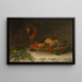 Nature morte con un cesto di frutta, un bicchiere di sherry e un mazzo di fiori - John Beigel — quadro incorniciato alla parete