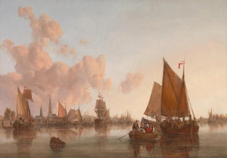 John Berney Crome - Sailing Boats and Barges on a Dutch Estuary.webp