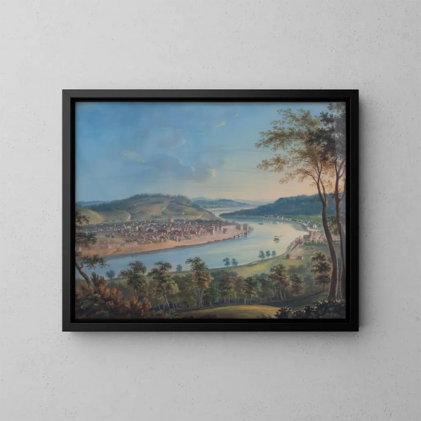 Vista di Cincinnati da Covington - John Caspar Wild — quadro incorniciato alla parete