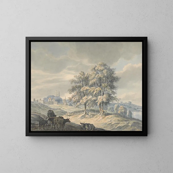 Vista su Saint-Margaret a Rochester, Kent - John Cleveley il Giovane — quadro incorniciato alla parete