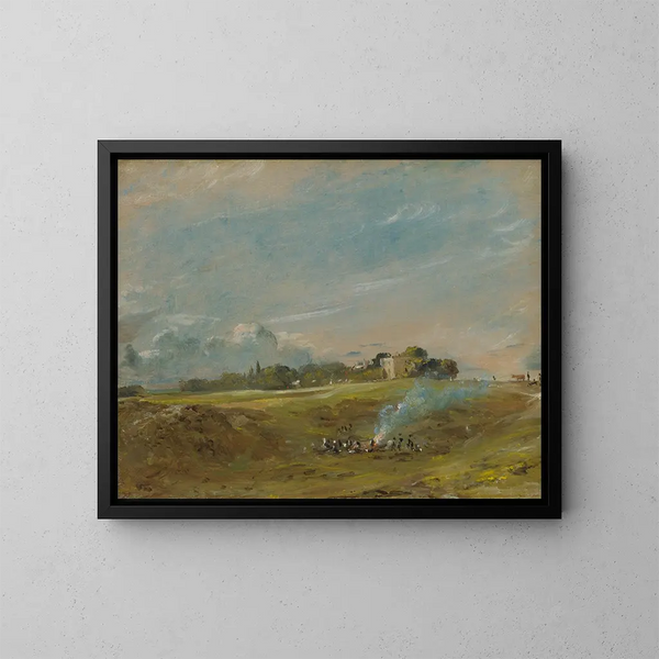 Hampstead Heath con un falò - John Constable — quadro incorniciato alla parete