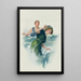 Giovane uomo che spruzza una giovane donna con acqua in spiaggia - John E Sutcliffe — quadro incorniciato alla parete
